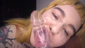 Messalina sucks transparent dick