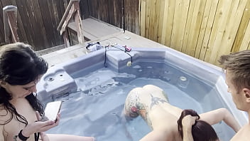 Dickflash cleaner and 2 girls hot tub adventure 2 4 ffm cleaner helps two girls clean their pipes and cums on their faces