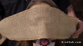Gagged blindfolded slave got vibed
