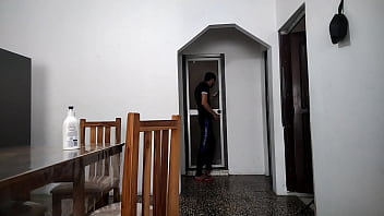 Perverted stepfather masturbates while watching her in the bathroom