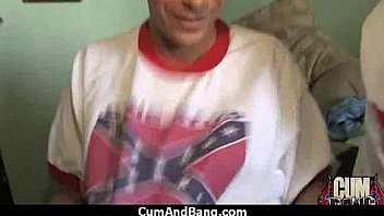 Black chick blows group of white cocks 8