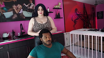 Rickyxxxrails and jane judge a femdom haircut with handjob blowjob a leather fetish bondage cape with a tight collar cum on barber cape a mean shave all the way to bald with clippers and scissor snips in this bbw hair stylist salon fantasy