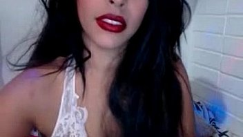 Sexy brunette babe fingering on webcam