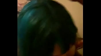 Blowjob for hubby in messy house