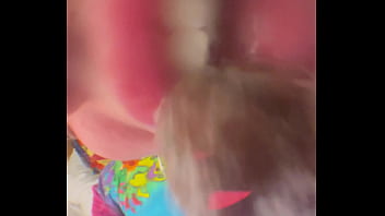 White slut gets real wataa ish while sucking clown dick