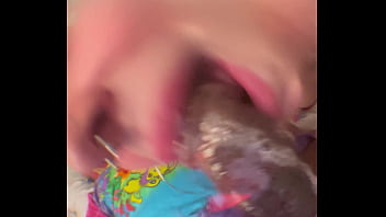 White slut gets real wataa ish while sucking clown dick