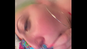 White slut gets real wataa ish while sucking clown dick