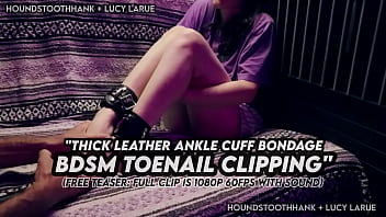 Thick leather ankle cuff bondage bdsm toenail clipping