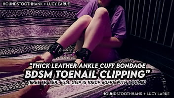 Thick leather ankle cuff bondage bdsm toenail clipping