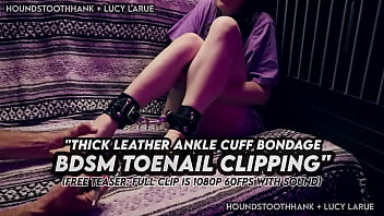 Thick leather ankle cuff bondage bdsm toenail clipping