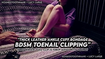 Thick leather ankle cuff bondage bdsm toenail clipping