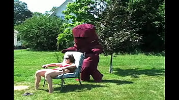 Girl wrestles monster