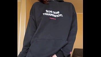 Teasing you and my pussy in a hoodie