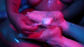 Cutie piie rubs popsicle on bia's feet