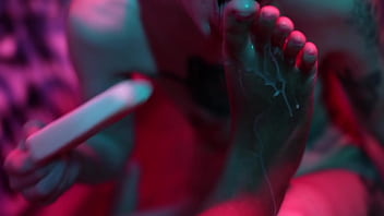 Cutie piie rubs popsicle on bia's feet