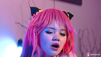 Horny redhead anime girl rebecca nikson massages her clit and plays with a sex toy