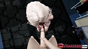 Rika in dress with huge boobs exciting 3d anime hentai featuring handjob for huge cock only tongue cock licking pov blowjob with cum in mouth in honey select 2