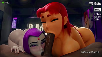 Starfire y raven sucking