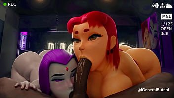 Starfire y raven sucking