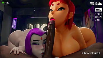 Starfire y raven sucking