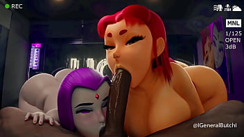 Starfire y raven sucking