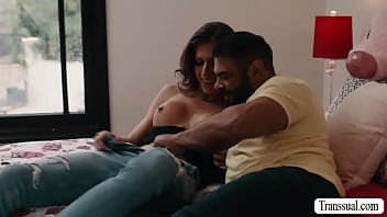 Fat dude asks his shemale stepdaughter to have sex and they start kissing each other on the is he licks and barebacks her tight ass