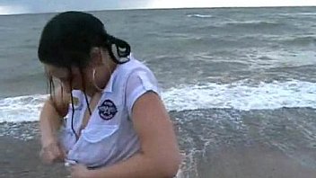 Crystel leis masturbates on public beach