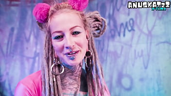 Tattooed girl solo double penetration with toys anal play & atm