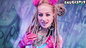 Tattooed girl solo double penetration with toys anal play & atm