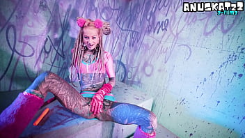 Tattooed girl solo double penetration with toys anal play & atm