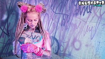 Tattooed girl solo double penetration with toys anal play & atm