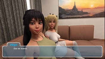 4 hombre de la casa ve la tv con su familia juntos videojuego porno happy summer traducido