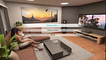 4 hombre de la casa ve la tv con su familia juntos videojuego porno happy summer traducido