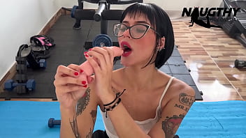 Delicious exercise routine with beautiful hot girl