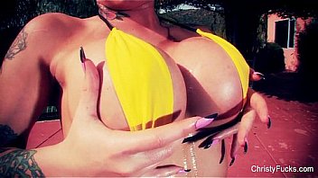 Christy mack yellow bikini tease