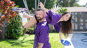 From kickoff to climax petite stepdaughter takes it all during the game