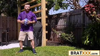 From kickoff to climax petite stepdaughter takes it all during the game