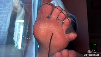 Lick my fragrant nylon soles on all fours while your tongue can still move