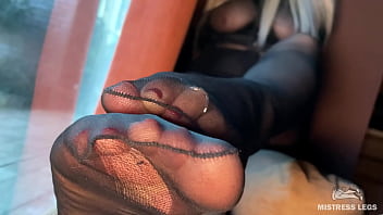 Lick my fragrant nylon soles on all fours while your tongue can still move