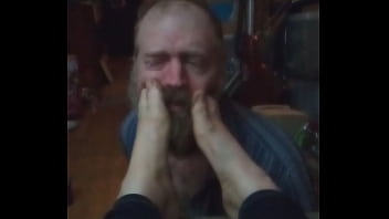 Toe fucked in the nose hole