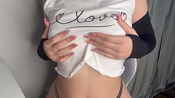 I masturbate with white cream and put duct tape on my tits babe