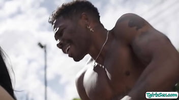 Shemale outdoor interracial bareback anal sex with hot dudes