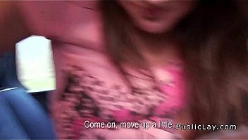 Amateur euro babe licks ass and sucks cock in public