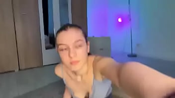 Sexy blond playing with boobs