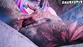 Tattoo double penetration with toys anal masturbation & atm – goth
