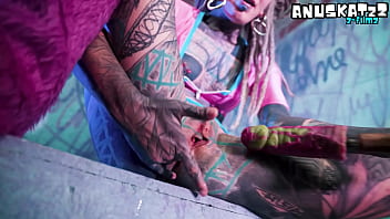 Tattoo double penetration with toys anal masturbation & atm – goth