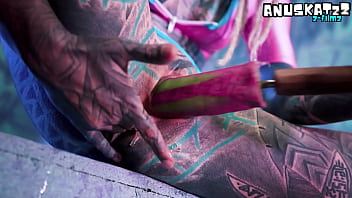 Tattoo double penetration with toys anal masturbation & atm – goth