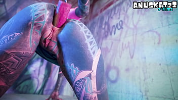 Tattoo double penetration with toys anal masturbation & atm – goth