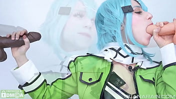 Sinon gets ravaged by two dicks