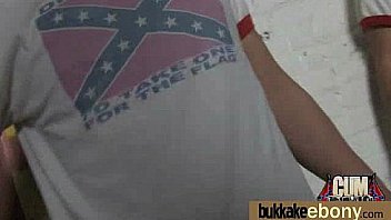 Huge cocks cover their black face in cum 7